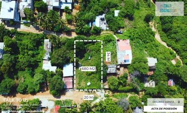 Lote 680m2 con vista al mar a la venta en Emiliano Zapata