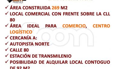 ARRIENDO LOCAL  269 M2  LOS HEROES - BOGOT