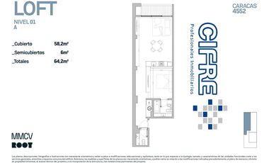 Departamento tipo LOFT con  balcón terraza, baño y toilette. Amenities en terraza!