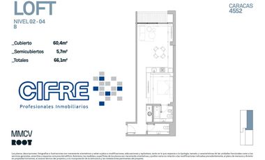Departamento tipo LOFT con  balcón terraza, baño y toilette. Amenities en terraza!
