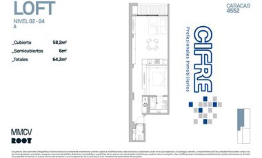 Departamento tipo LOFT con  balcón terraza, baño y toilette. Amenities en terraza!