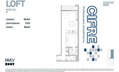 Departamento tipo LOFT con  balcón terraza, baño y toilette. Amenities en terraza!
