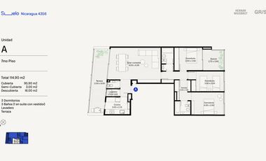 Departamento - Venta 3 ambientes con baulera -Palermo
