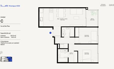 Departamento - Venta 3 ambientes con baulera -Palermo