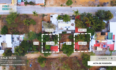 Ubicación Privilegiada, Lotes en La Punta de Zicatela