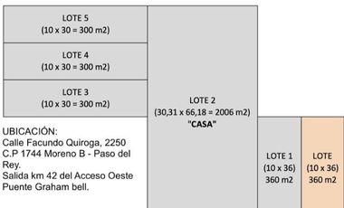 Quinta/Lote de 3600m2 en  Venta - Moreno