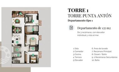 Departamentos en Venta en Punto Anton, Veracruz, Torre 1