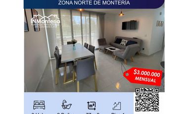 SE ARRIENDA  APARTAMENTO AMOBLADO EN ZONA NORTE DE MONTERIA