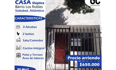 Se arrienda casa Duplex - Barrio los robles - Soledad