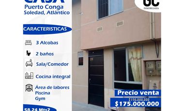 se vende casa Puerto conga - soledad