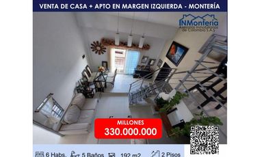 VENTA DE CASA DE DOS NIVELES + APARTAMENTO EN MARGEN IZQUIERDA