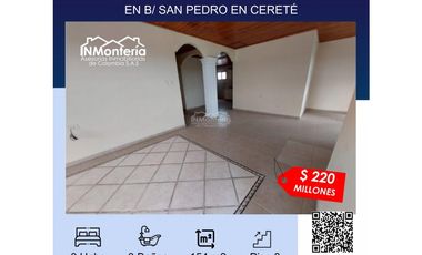 VENTA DE APARTAMENTO EN EL BARRIO SAN PEDRO DE CERETÉ