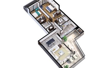 Departamento de 3 Ambientes con Balcón Aterrazado