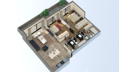 Departamento de 3 Ambientes con Balcón Aterrazado