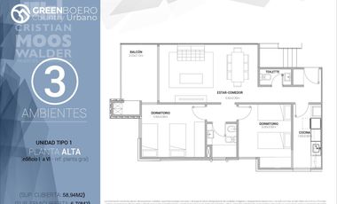 Departamento 3 ambientes en venta Escobar