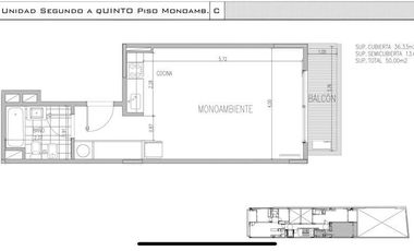 Departamento Monoambiente a Estrenar en Parque Chas- Bauness 1200
