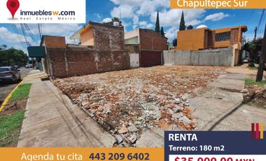 TERRENO EN RENTA EN CHAPULTEPEC SUR, MORELIA