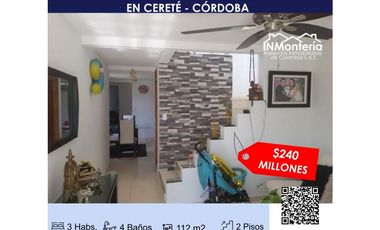 SE VENDE CASA ESQUINERA DE DOS PISOS EN CERETÉ