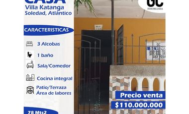 Se vende casa Villa Katanga - Soledad