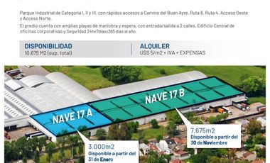 ALQUILER depósitos naves galpones 3.000m2 y 7.675m2