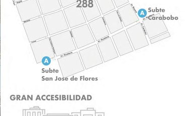 Monoambiente de 36 m2 totales con Balcon al frente