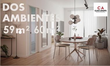 Monoambiente de 36 m2 totales con Balcon al frente