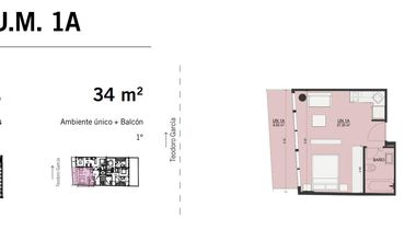 Venta Monoambiente apaisado divisible en pozo en Las Cañitas Teodoro Garcia
