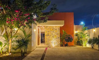 CASA EN RENTA MERIDA, CONKAL, PRIVADA CANARIA, EQUIPADA, 1 PLANTA.