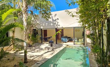 CASA EN RENTA MERIDA, CONKAL, PRIVADA CANARIA, EQUIPADA, 1 PLANTA.