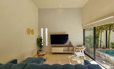 CASA EN RENTA MERIDA, CONKAL, PRIVADA CANARIA, EQUIPADA, 1 PLANTA.