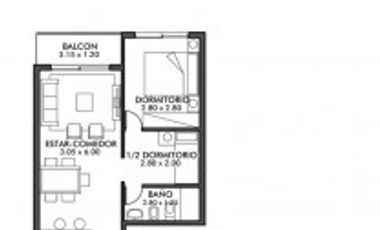 APARTAMENTO UN DORMITORIO Y MEDIO. A ESTRENAR.