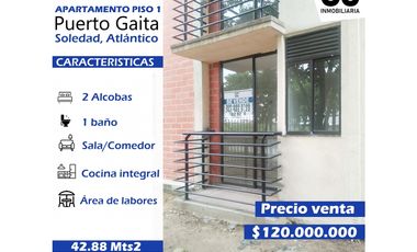 Se vende apartamento piso 1 Puerto gaita- Soledad