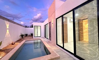 Casa de una planta con alberca en Conkal, Norte de Mérida.