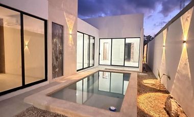 Casa de una planta con alberca en Conkal, Norte de Mérida.