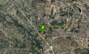 TERRENO EN VENTA , ENCINILLAS EL RUANO, POLOTITLAN, EDO. MEX.  Sup. 45.08 HAS