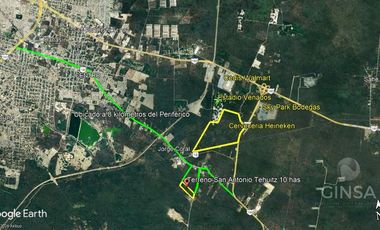 EXCELENTE TERRENO DE 10 HAS MUY BIEN UBICADO EN SAN ANTONIO TEHUITZ, ACCESANDO POR KANASIN