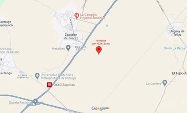 Terreno en Zapotlán de Juárez, Hidalgo. Sup. 46,542.50 m2