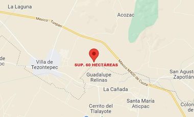 Terreno en Villa de Tezontepec, Hidalgo. Sup. 60 Hectáreas.