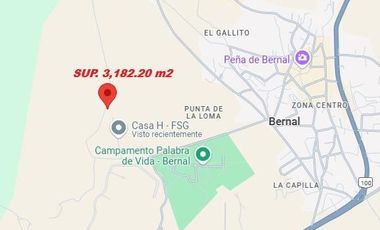 Terreno en  Bernal, Querétaro. Sup. 2,047.15 m2