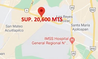 Terreno en Carretera Tecamac - Zumpango, Los Reyes Acozac. Sup. 20,600 m2
