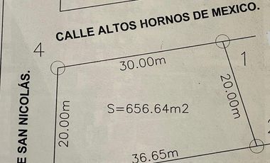 TERRENO EN VENTA CALLE ALTOS HORNOS ESQ. IND. METAL MECANICA, COL. LA FUNDICIÓN, ACTOPAN, HGO.
