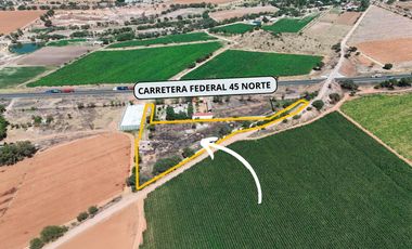 VENTA TERRENO SOBRE CARRETERA RINCÓN DE ROMOS AL NORTE DE LA CIUDAD BI