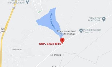TERRENO FRACC. EL MANANTIAL TIZAYUCA HIDALGO SUP. 6,637 MTS