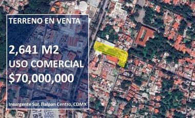 2,620 m2 a la VENTA en Insurgentes Sur.