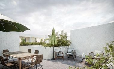 Penthouse exterior con balcón y roof garden privado — Vértiz 496