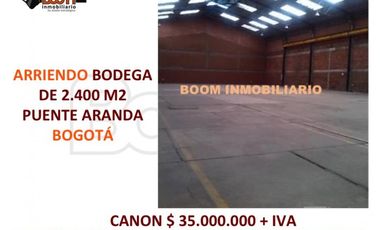 ARRIENDO BODEGA 2.400 M2 PUENTE ARANDA