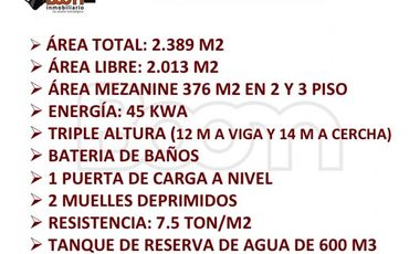 ARRIENDO BODEGA FONTIBON 2.389 M2