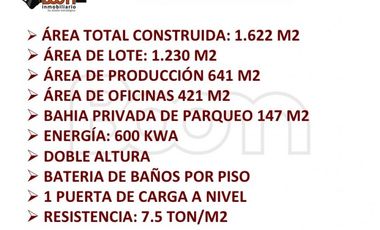 VENTA BODEGA 1.622 M2 PUENTE ARANDA