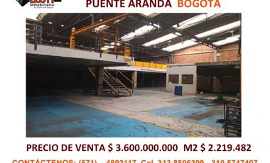 VENTA BODEGA 1.622 M2 PUENTE ARANDA