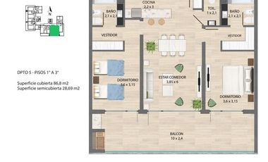Venta - Departamento - Piso 1 Dpto 105  - 2 Dormitorios - Av. Steffenelli 1100 - Neuquén